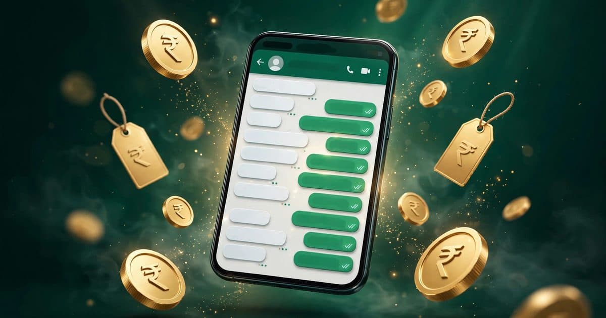 Illustration of WhatsApp Business API pricing with coins and chat bubbles